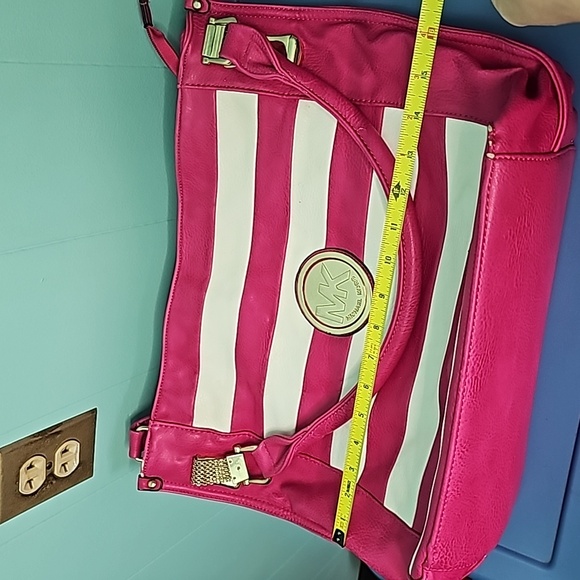 Michael Kors Pink and white striped purse - Picture 11 of 12